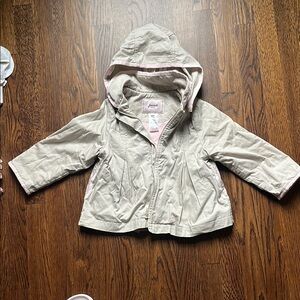Jacadi girls Beige Hooded Jacket with Pink Trim